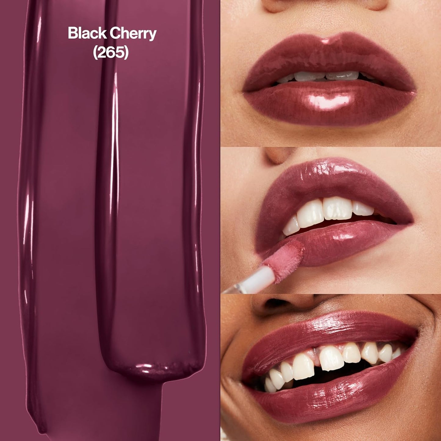 Super Lustrous Lip Gloss, Non-Sticky, Hydrating, High Shine Finish, 265 Black Cherry, 0.13 Oz