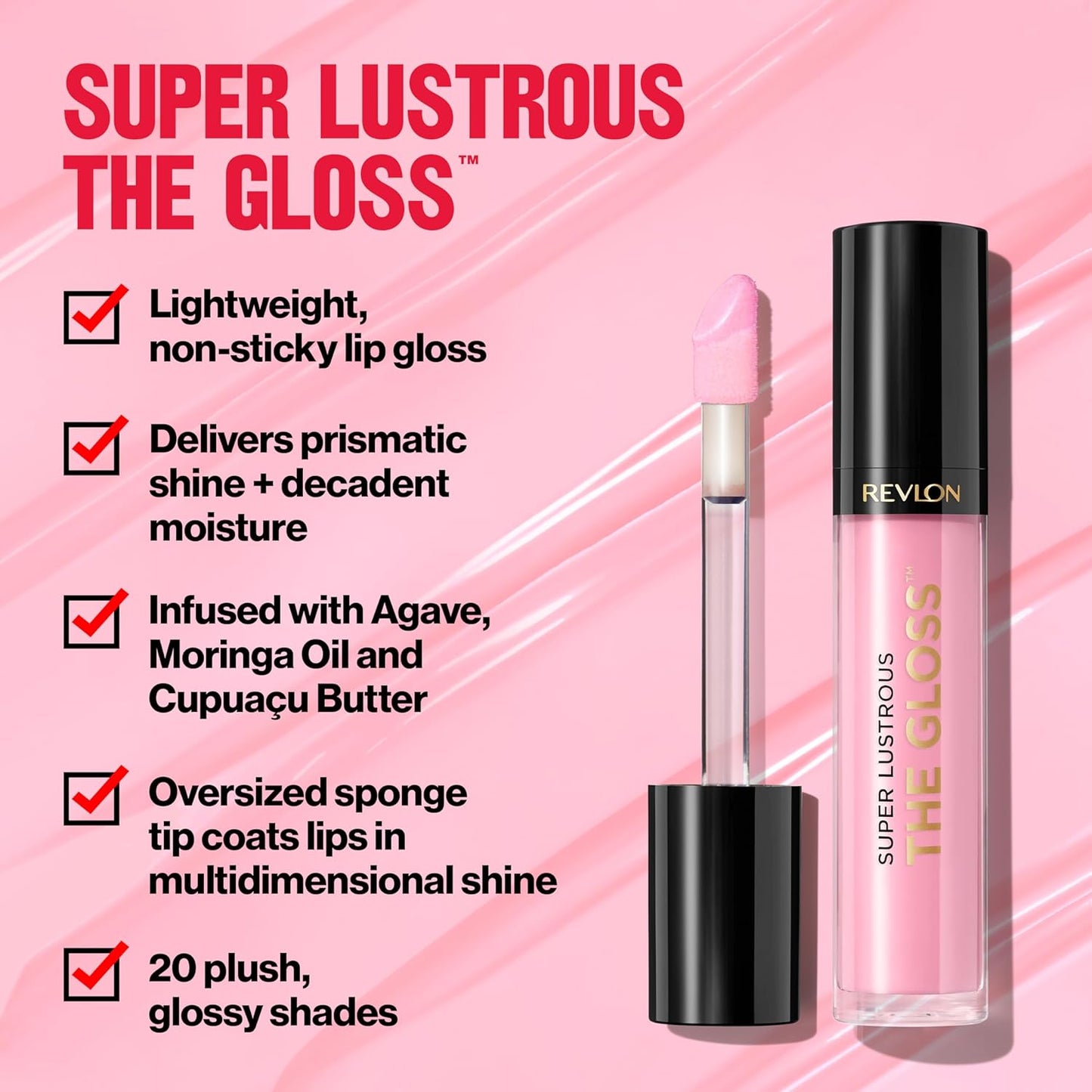 Super Lustrous Lip Gloss, Non-Sticky, Hydrating, High Shine Finish, 265 Black Cherry, 0.13 Oz