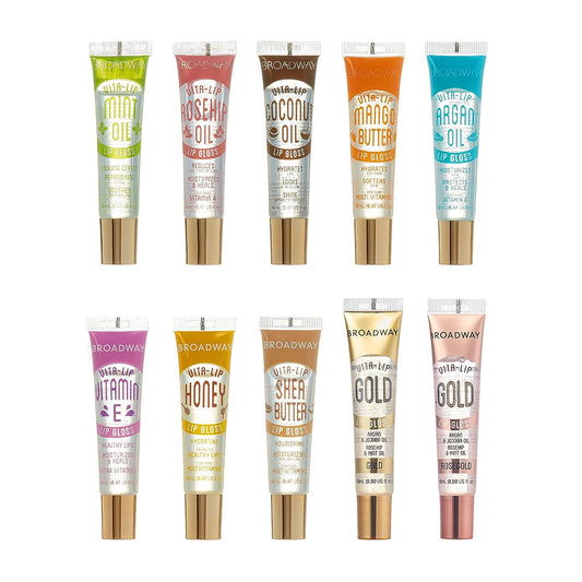 Vita-Lip Clear Lip Gloss (10 Pack), Ultra-Hydrating & Soothing Formula with Vitamins, High-Shine Non-Sticky Finish Lip Balm with Mint, Rosehip, Coconut, Mango, Argan, Honey, Shea