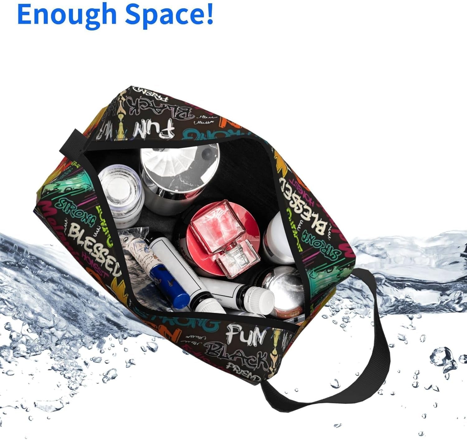 African American Woman Makeup Bag Waterproof Cosmetic Bag Large Travel Toiletry Bag for Girls Women
