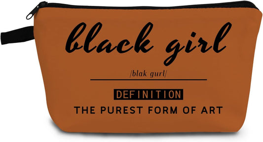 African Ameican Black Woman Makeup Bag Inspirational Organizer Bag Toiletry Zipper Pouch the Purest Form of Art Cosmetic Bag Birthday Present for Black Women Lady Friends Sisters