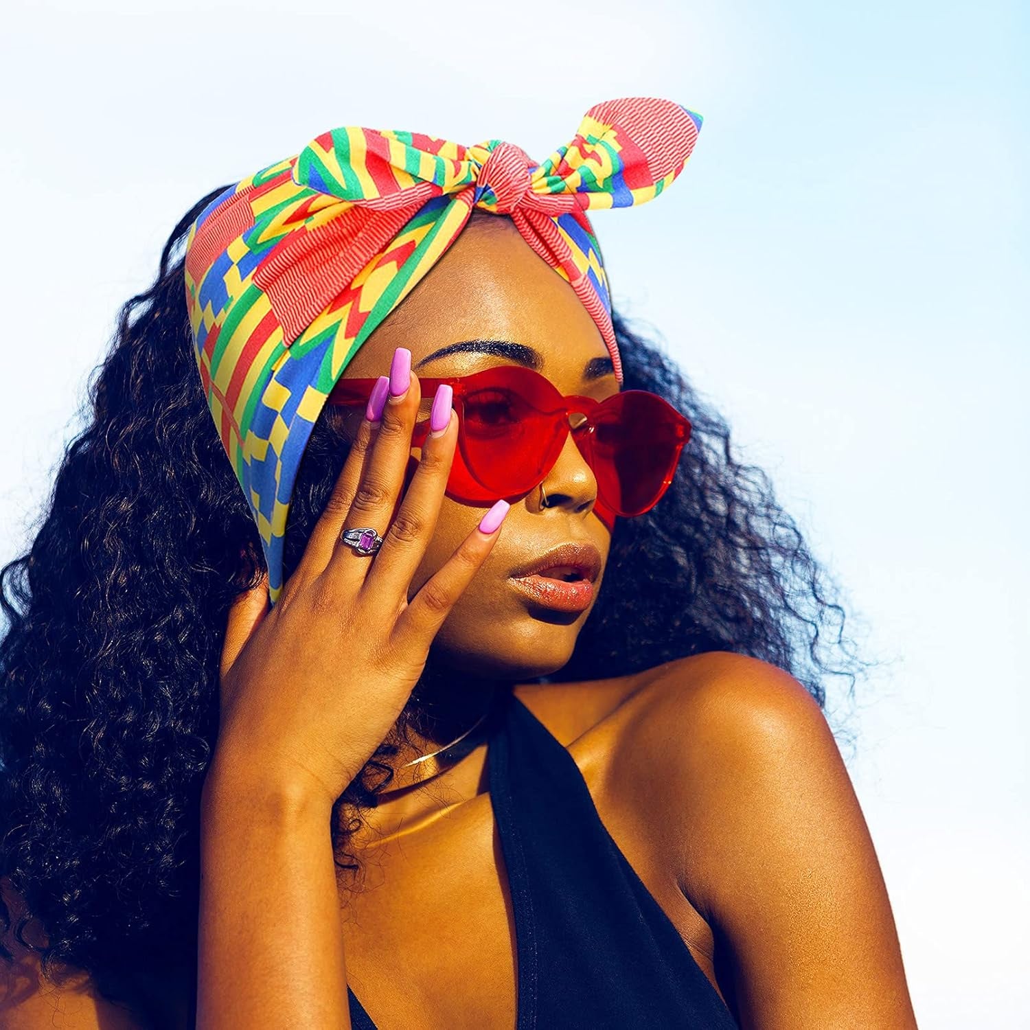 African Ankara Print Bonnet Beanie Cap Pre-Tied Bow Bowknot Headwrapturban Headband Dreadlocks Locs Dread Hair Bandana